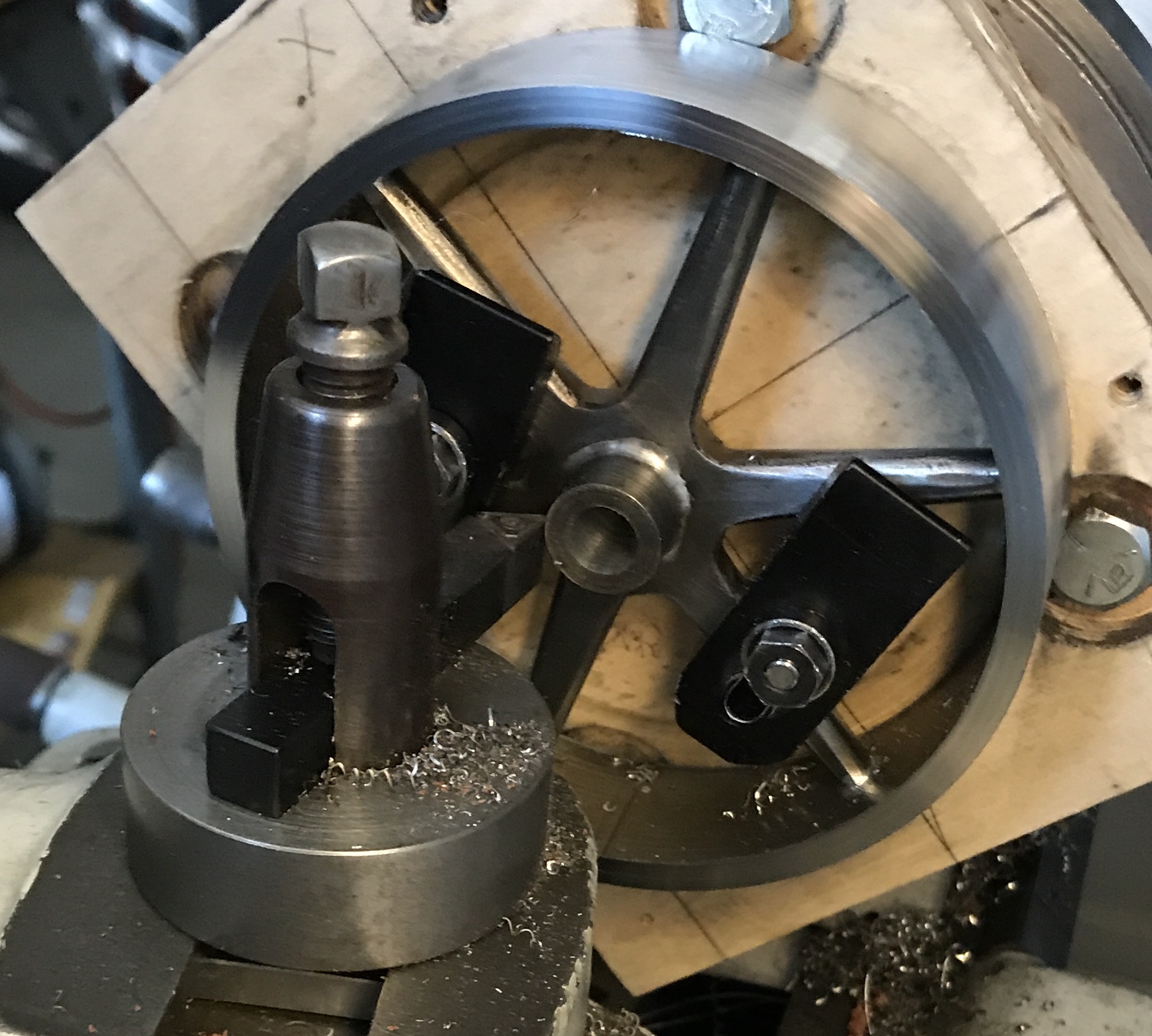 The wheel being machined